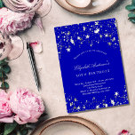 Convites Festa de aniversário de estrelas azuis reais<br><div class="desc">Um convite de aniversário 40º (ou qualquer idade) para ele e para ela. Um fundo azul real decorado com estrelas. Personalize e adicione um nome e detalhes da parte.</div>