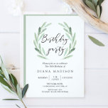 Convites Festa de aniversário de excursão do Ramo Verde Rus<br><div class="desc">Cartão de Convite de aniversário simples e russo com ilustração floral de cor d'água com coroa verde azeitona. Isto é perfeito para eventos de primavera,  verão e praia. Para personalização mais avançada deste design,  clique no botão "Personalizar" acima! Itens correspondentes também estão disponíveis.</div>