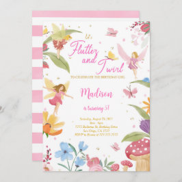 Convites Festa de aniversário de fada de Ouro editável