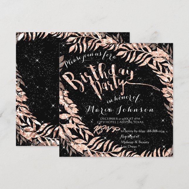 Convites Festa de aniversário de fenda da folha de folhas,  (Frente/Verso)