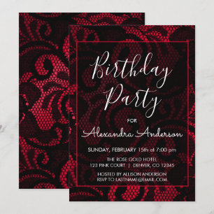 Convites Festa de aniversário de feno vermelho e preto