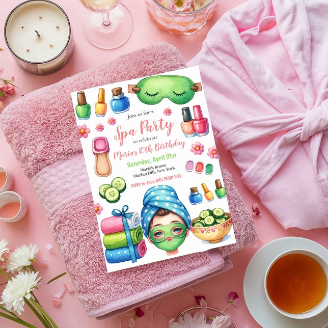 Convites Festa de aniversário de festas do dia do Spa (Criador carregado)