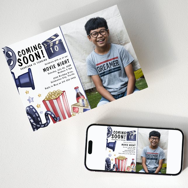 Convites Festa de aniversário de Filme para Crianças de Fot (Criador carregado)