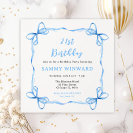 Convites Festa de aniversário de Fita de Coquete Azul