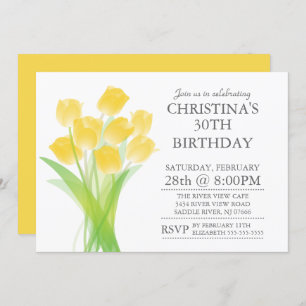 Convites Festa de aniversário de Flores de Tulip Típicas Mo
