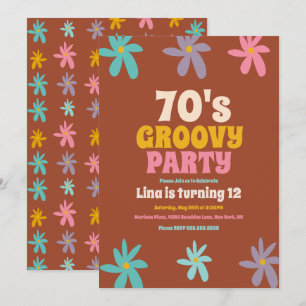 Convites  Festa de aniversário de Flores do Groovy Doodle 