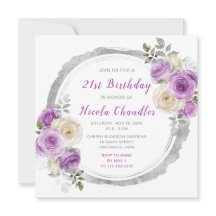 Festa de aniversário de Flores Elegantes Roxas e P