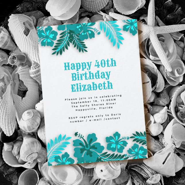 Convites Festa de aniversário de Flores Havaianas de Hibisc (Criador carregado)