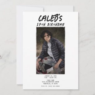 Convites Festa de aniversário de Fotografia Mínima Branca