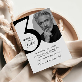 Convites Festa de aniversário de Fotografias 30 preto e bra