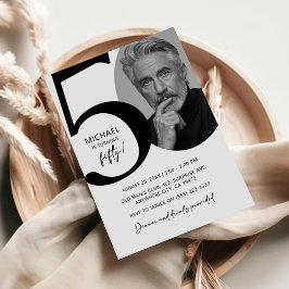 Convites Festa de aniversário de Fotografias 50ª Preta e Br