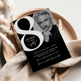 Convites Festa de aniversário de Fotografias 80 preto e bra