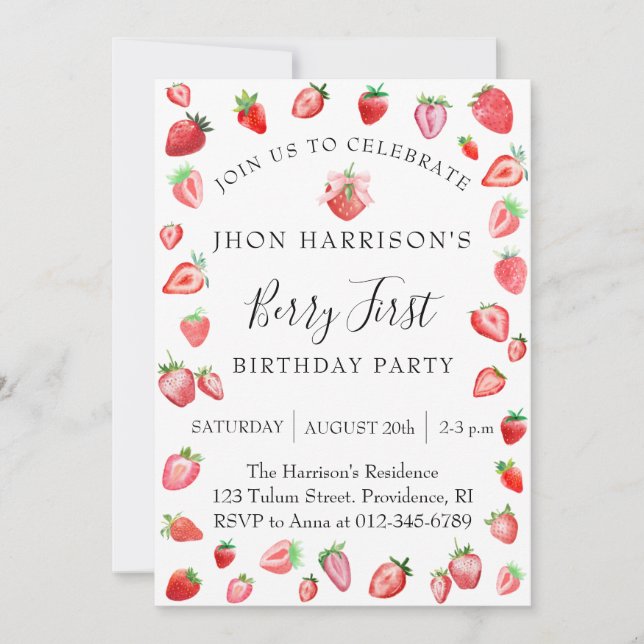 Convites Festa de aniversário de Fotografias Berry 1rua (Frente)