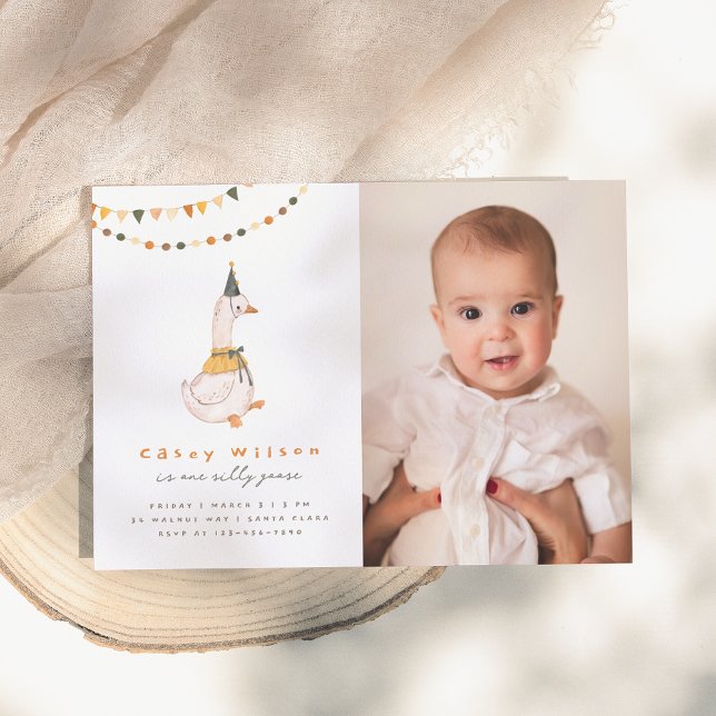 Convites Festa de aniversário de Fotografias de Ganso de Um (Criador carregado)