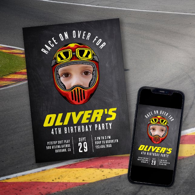 Convites Festa de aniversário de Fotografias do Capacete de (Criador carregado)