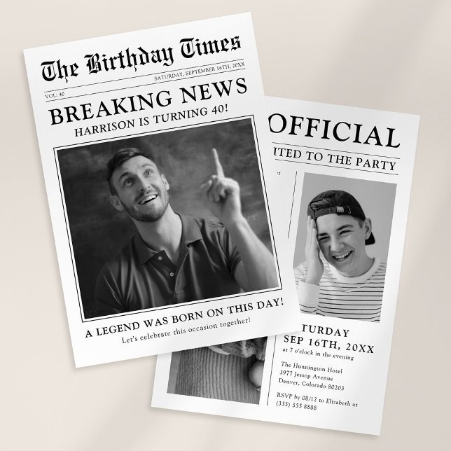 Convites Festa de aniversário de Fotografias do Jornal Styl (Criador carregado)