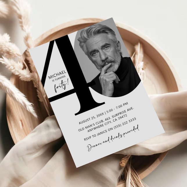 Convites Festa de aniversário de Fotografias Moderna Preta  (Criador carregado)