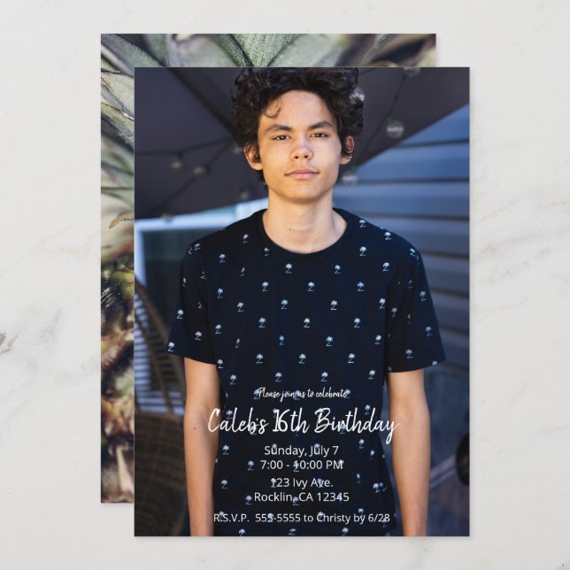 Convites Festa de aniversário de Fotografias Modernas de An (Frente/Verso)