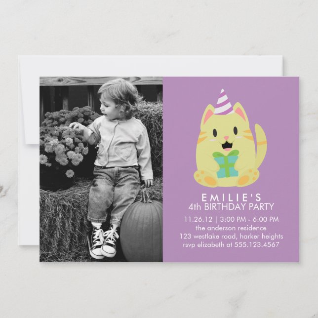 Convites Festa de aniversário de Fotografias Personalizadas (Frente)