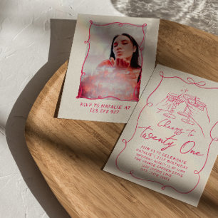 Convites Festa de aniversário de Fotografias Rosa Cor-de-Ro