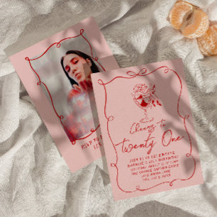 Convites Festa de aniversário de Fotografias Rosa Cor-de-Ro