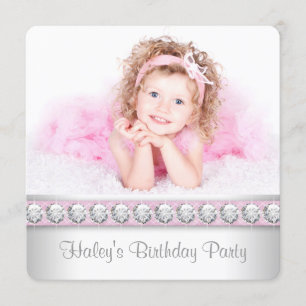 Convites Festa de aniversário de Fotografias Rosa para Meni