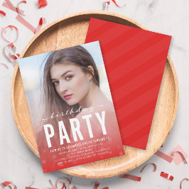 Convites Festa de aniversário de Fotografias Vermelha Moder