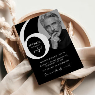 Convites Festa de aniversário de fotos 60ª preto e branco m