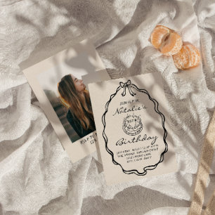 Convites Festa de aniversário de fotos coquetéis desenhadas