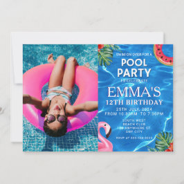 Convites Festa de aniversário de fotos da piscina