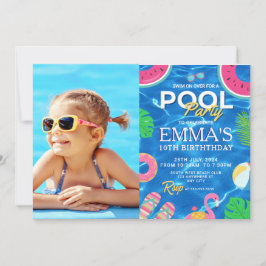 Convites Festa de aniversário de fotos da piscina
