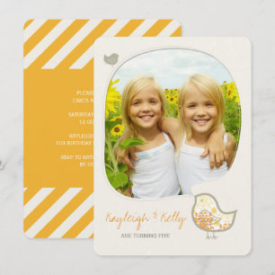 Convites Festa de aniversário de Fotos de Garotas Gêmeas 
