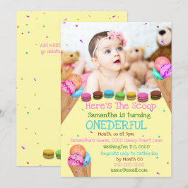 Convites festa de aniversário de fotos de verão sorvete