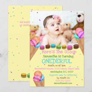 Convites festa de aniversário de fotos de verão sorvete