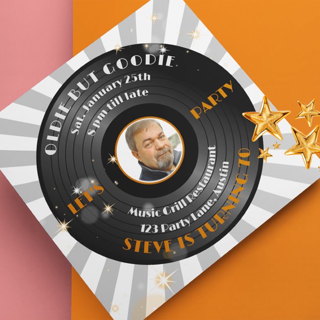 Convites Festa de aniversário de fotos de Vinil Male (Criador carregado)