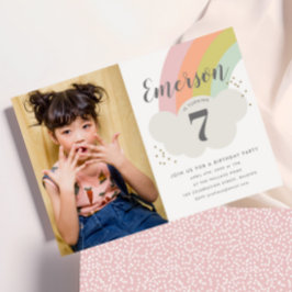 Convites Festa de aniversário de fotos infantis do arco-íri