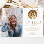 Convites Festa de aniversário de Fotos Personalizada do Dis<br><div class="desc">Este é um Convite de aniversário de Foto Personalizado de Disco de Vamos de Bola Disco Dourado!</div>
