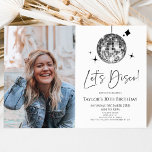 Convites Festa de aniversário de Fotos Personalizada do Dis<br><div class="desc">Este é um Convite de aniversário de fotos personalizadas do Disco de Vamos de Bola Disco Silver!</div>