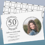 Convites Festa de aniversário de fotos simples 50 e fabulos<br><div class="desc">Uma elegante design de tipografia moderna monotone 50 e Fabulosa para ajudá-lo a celebrar este aniversário marco. Substitua a fotografia e altere a idade e os detalhes para personalizar. Crédito da fotografia: Fotografia © Storytree Studios,  Stanford,  CA</div>