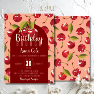 Convites Festa de aniversário de Fruta de Cereja Vermelha d