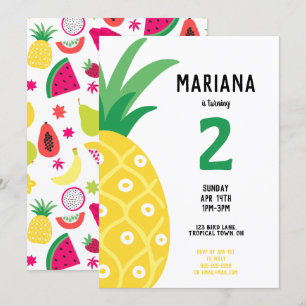 Convites Festa de aniversário de Fruta Pineapple Tutti Fru