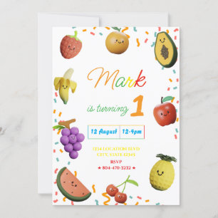 Convites Festa de Aniversário de Frutas Dançantes Fofas