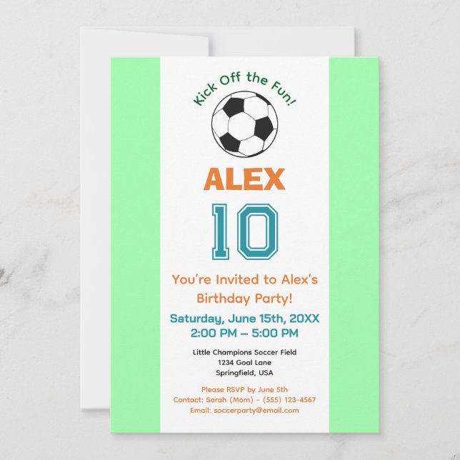Convites Festa de aniversário de futebol (Frente)