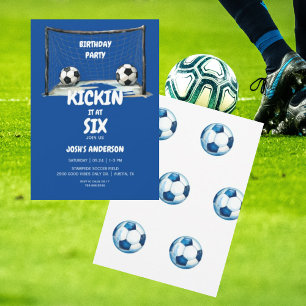 Convites Festa de Aniversário de Futebol Blue Kickin it