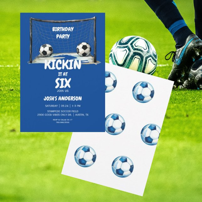 Convites Festa de Aniversário de Futebol Blue Kickin it (Criador carregado)