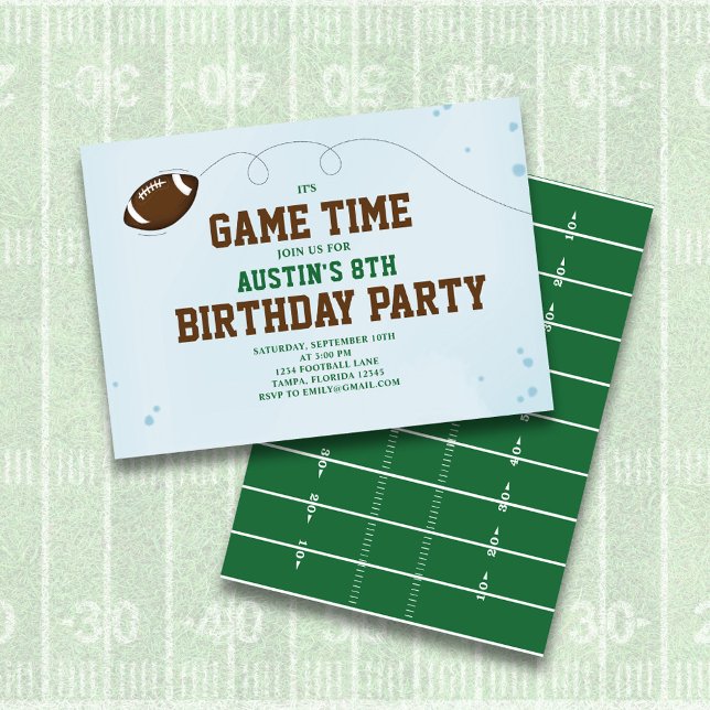 Convites Festa de aniversário de Futebol de Boy (Birthday party invitation with classic football field,)