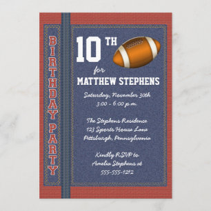Convites Festa de aniversário de Futebol Denim Bricks para 
