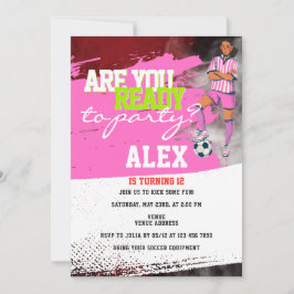 Convites Festa de aniversário de futebol do jogador rosa