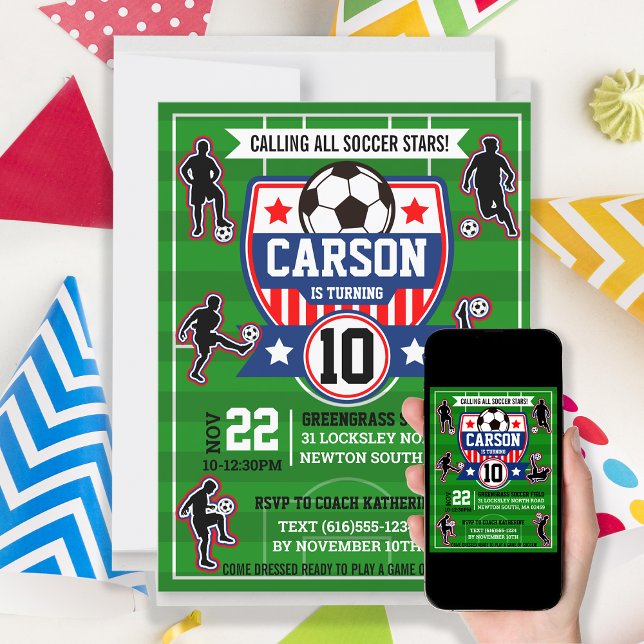 Convites Festa de aniversário de Futebol dos rapazes (Criador carregado)