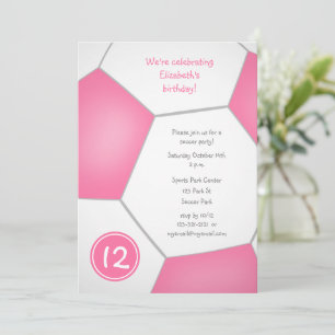 Convites festa de aniversário de futebol feminino rosa